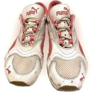 VTG PUMA Pink White Athletic Running Shoes Sz:7.5 Women Sneaker 182775 05 Train